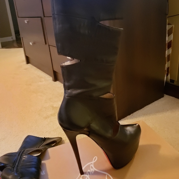 Christian Louboutin Black Platform Cut-out Boots - Picture 7 of 7